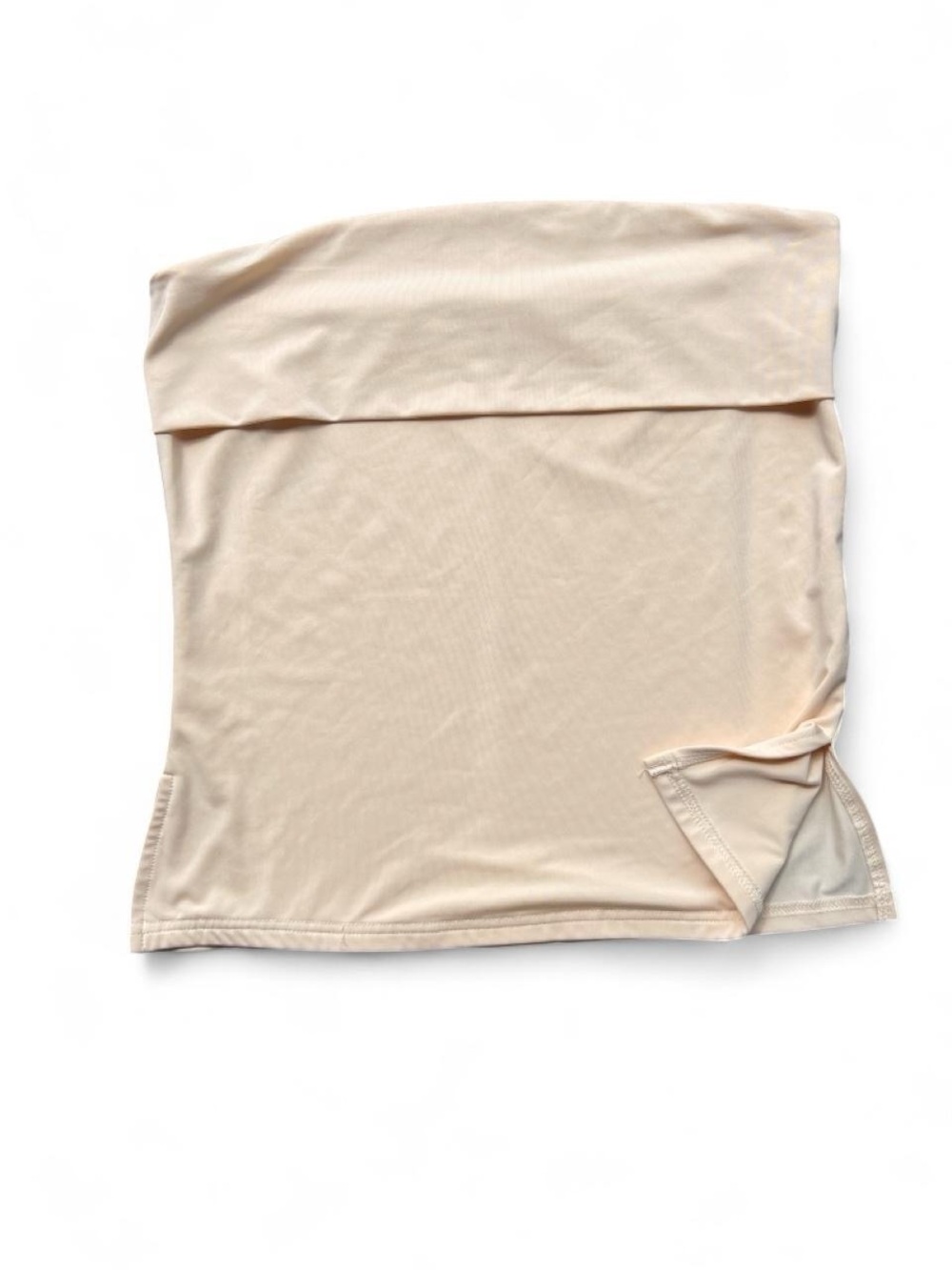 Fold Over Tube Top Beige - Large - Strapless Stretchy Y2K  Minimalist - Like New